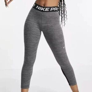 New Nike Pro Women’s 365 Mid-Rise Crop Leggings, Grey/Black, XS